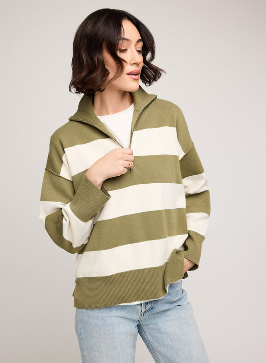 Idris Stripe Half Zip Sweater