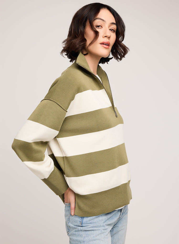 Idris Stripe Half Zip Sweater