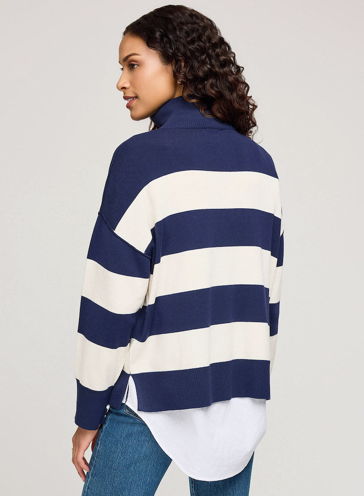 Idris Stripe Half Zip Sweater