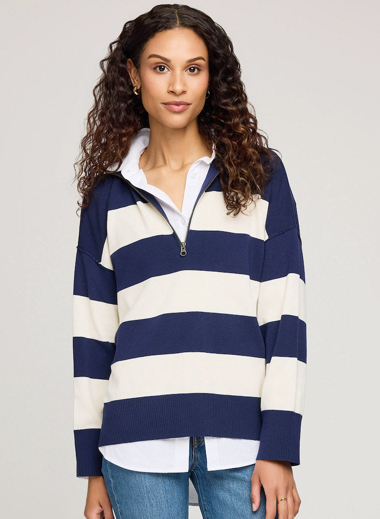 Idris Stripe Half Zip Sweater