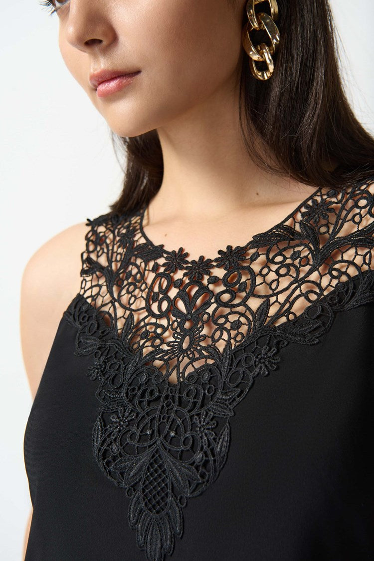Lace Neck Sleeveless Top