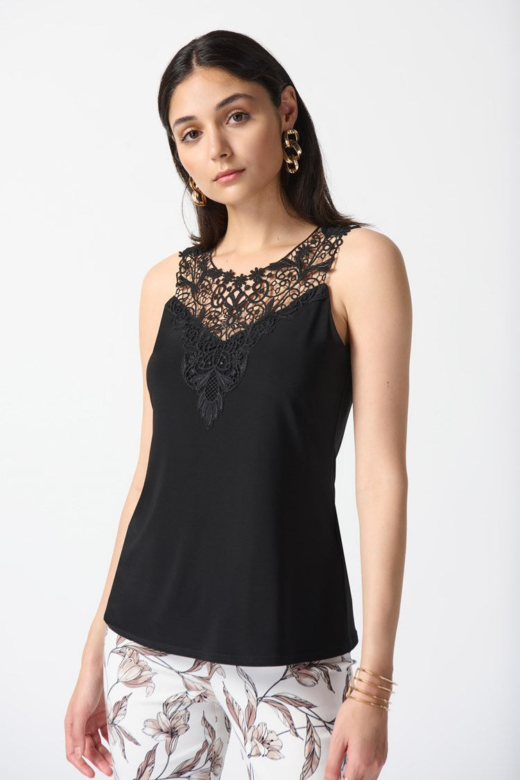 Lace Neck Sleeveless Top