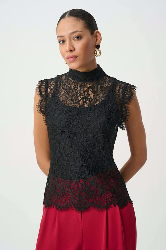 Joseph Ribkoff Lace Mock Neck Top