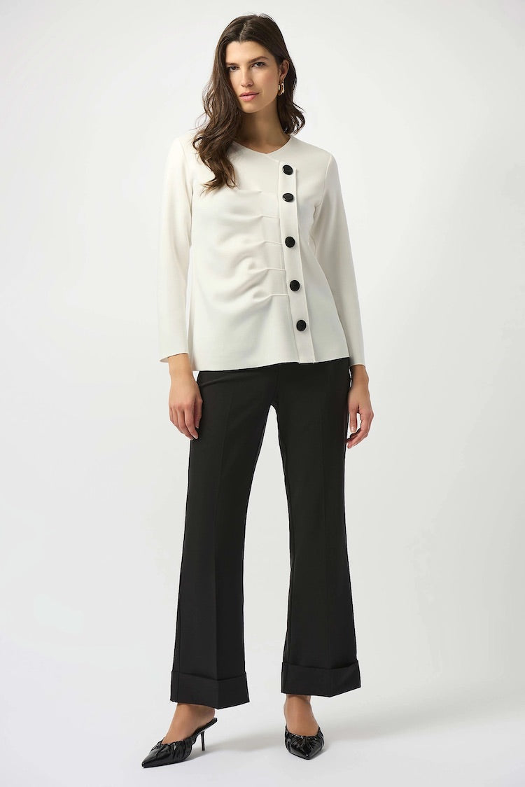 Fitted V-neck Office Blouse