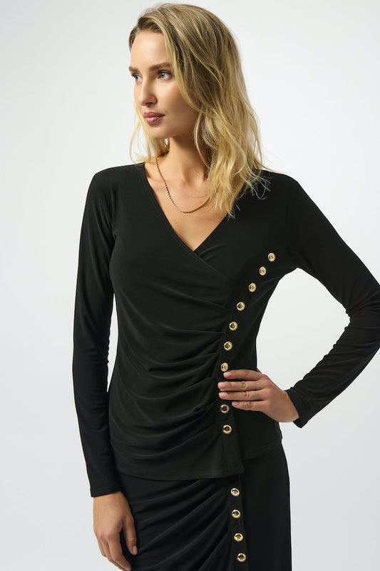 Button Closure V-neck Top