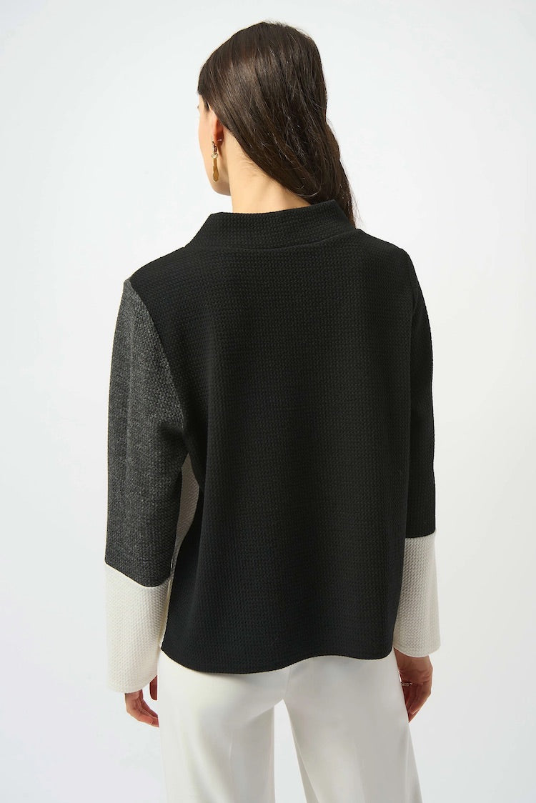 Color-blocked High Neck Pullover