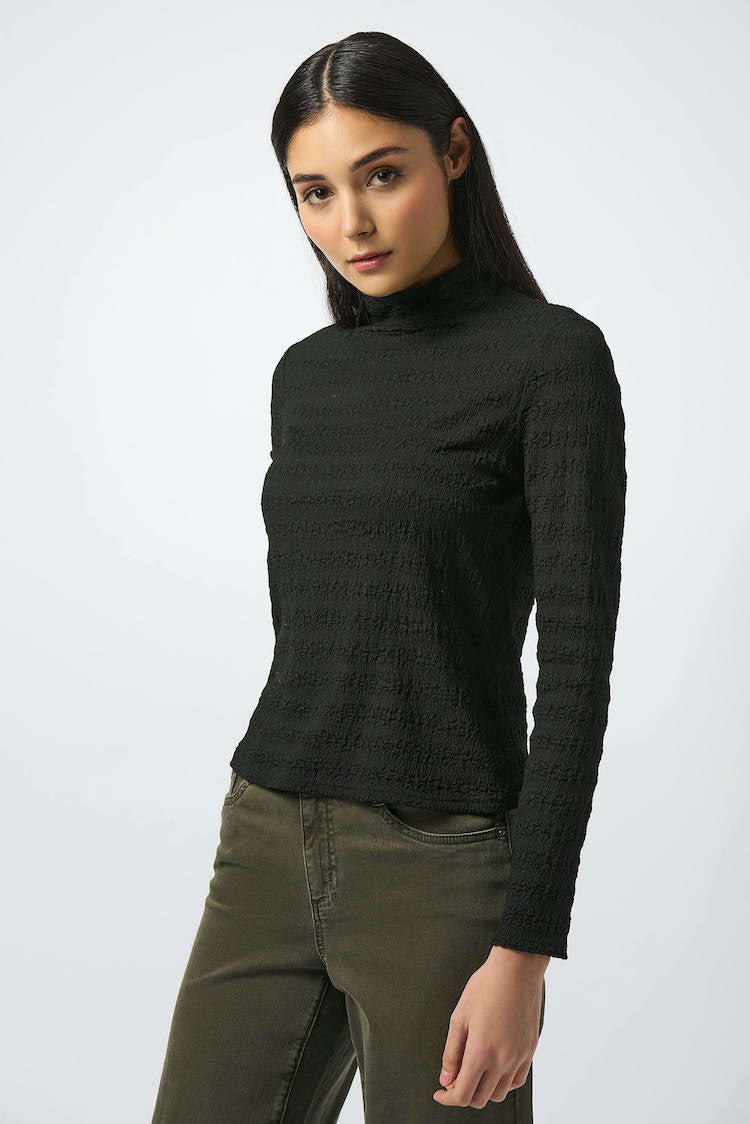 High Neck Textured Pullover