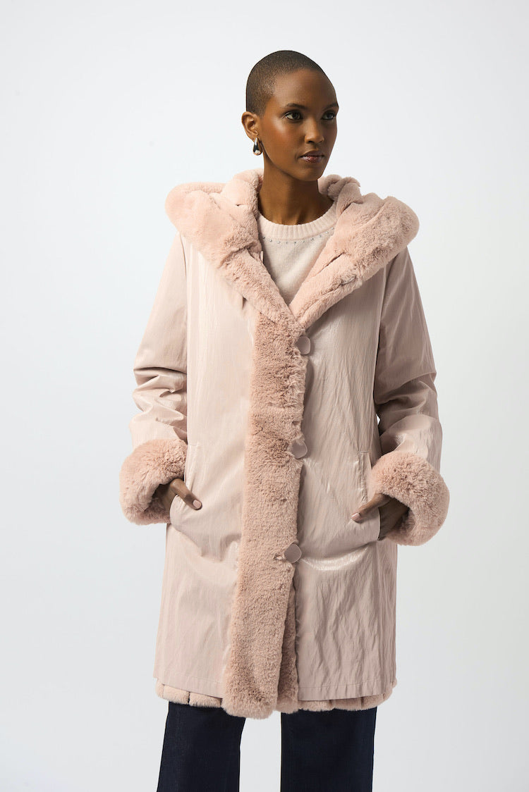 Reversible Collared Hip-length Coat