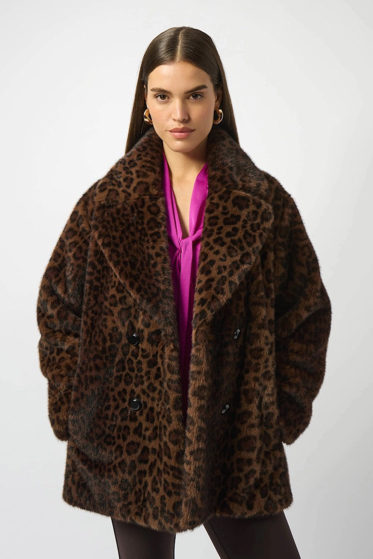 Leopard Print Faux Fur Coat