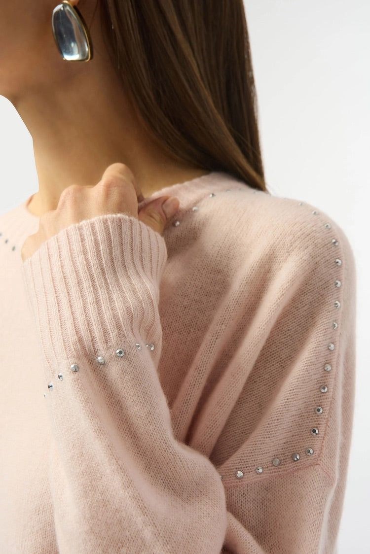 Cashmere Crew Neck Top With Stud Detailing Top
