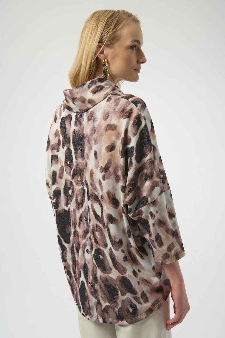 Cowl Neck Leopard Pullover