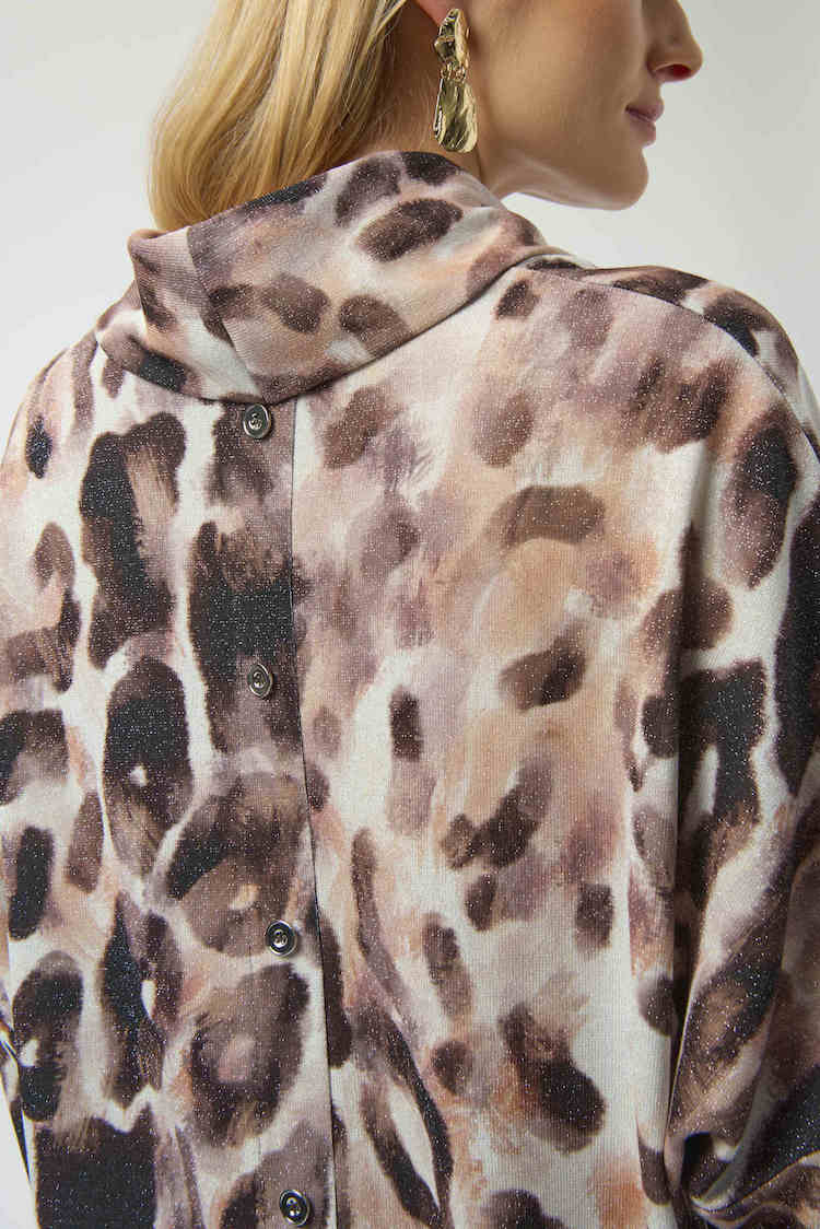 Cowl Neck Leopard Pullover