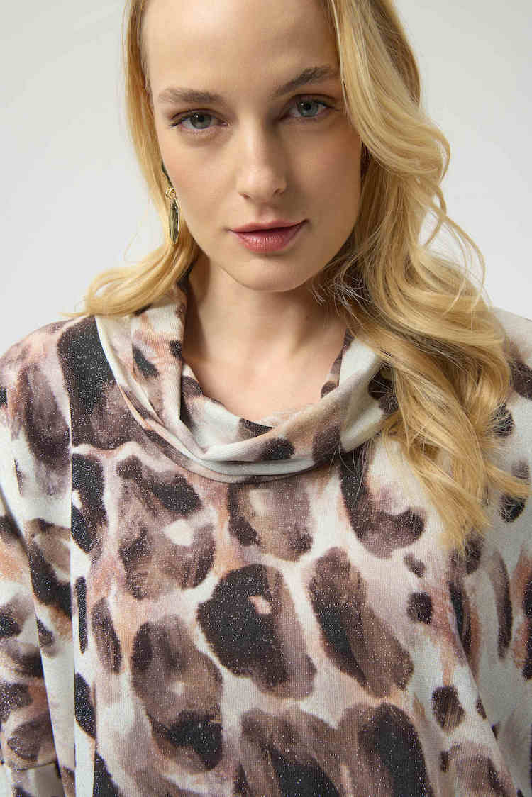 Cowl Neck Leopard Pullover