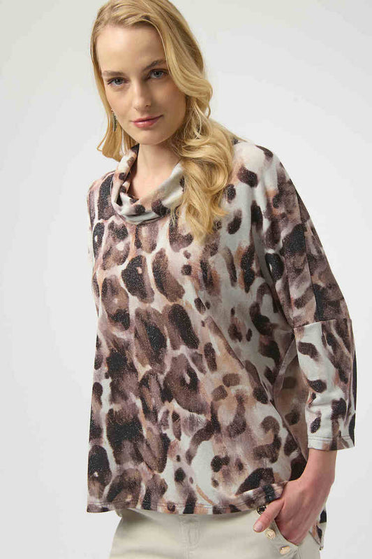 Cowl Neck Leopard Pullover