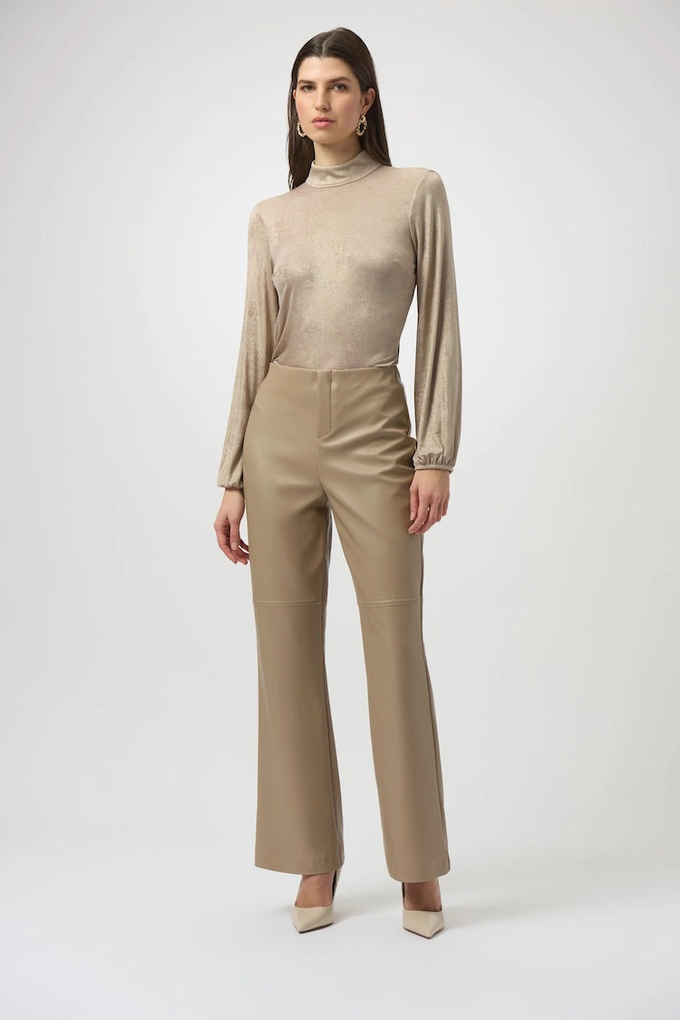 High-waisted Faux Leather Trousers