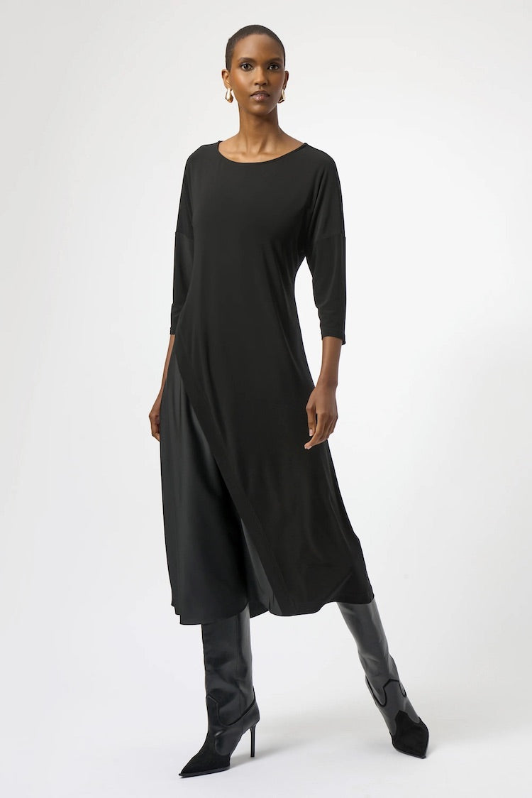 Silky Knit Satin Trapeze Dress