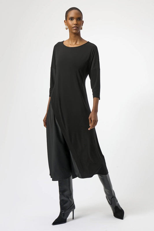 Silky Knit Satin Trapeze Dress