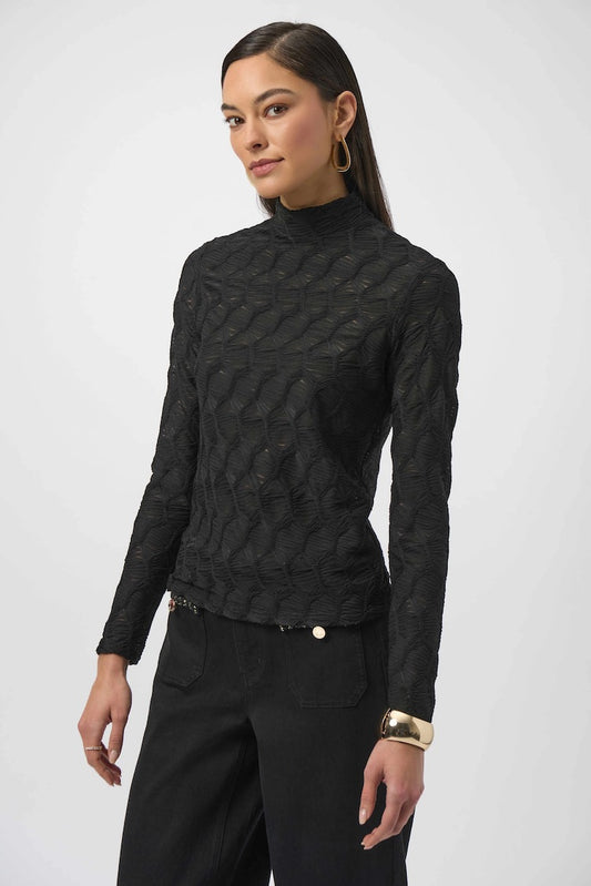 Chic Textured High Neck Pullover
