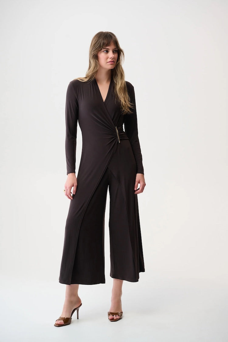 Wide Leg Wrap Jumpsuit with Ornament Detail