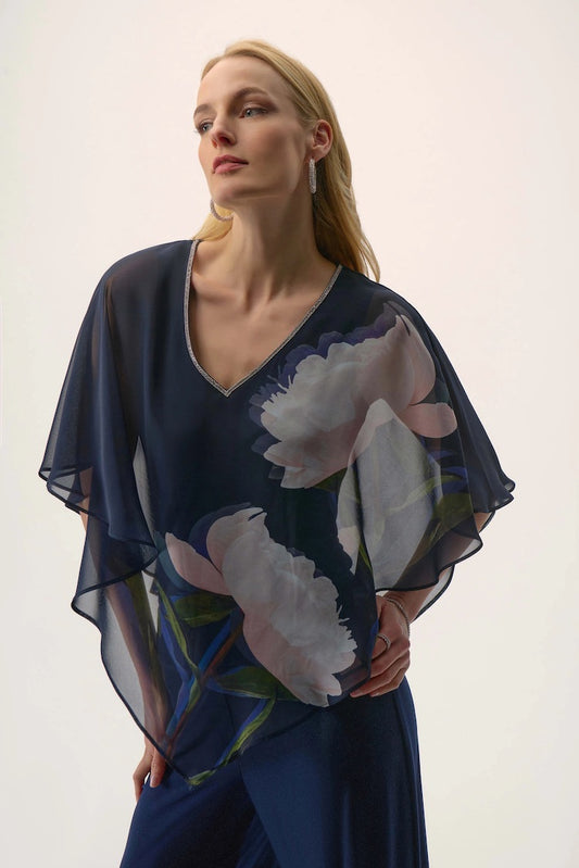 Formal Floral Poncho Top