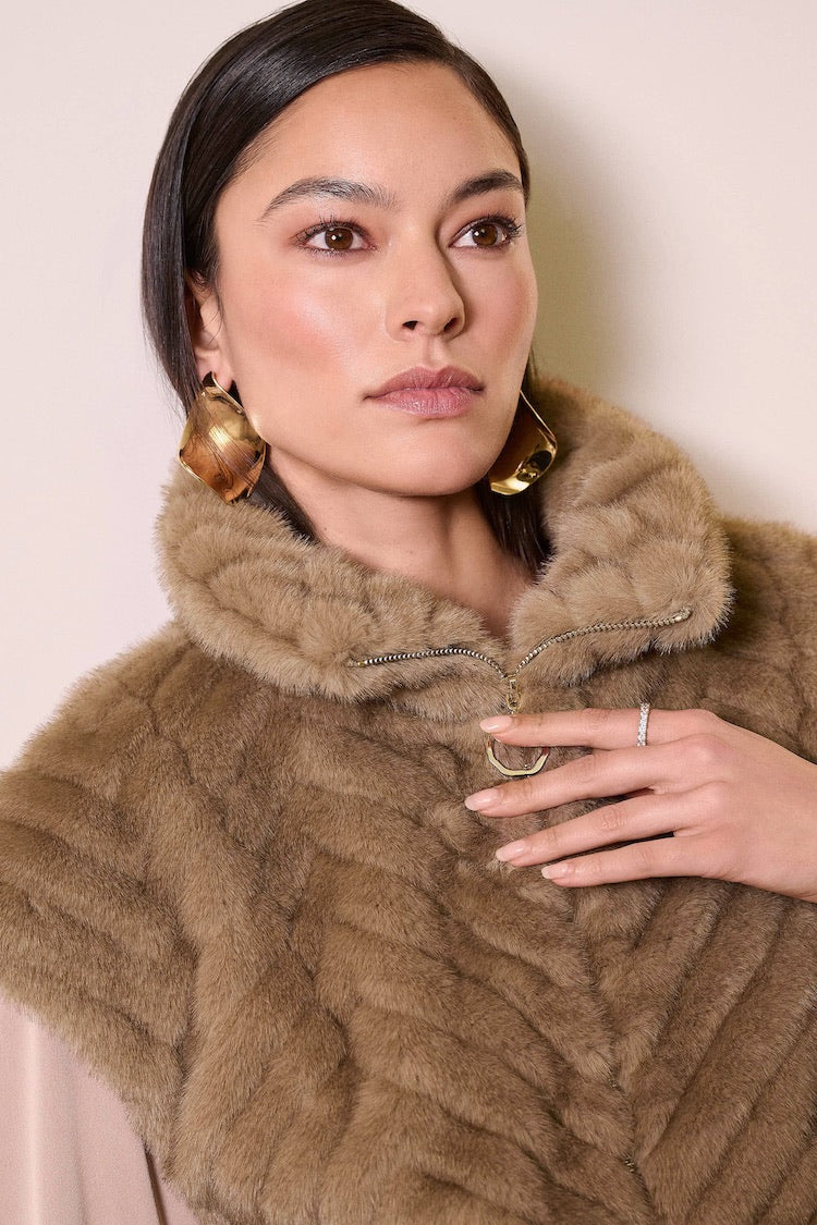 Faux Fur Jacket With Zipper