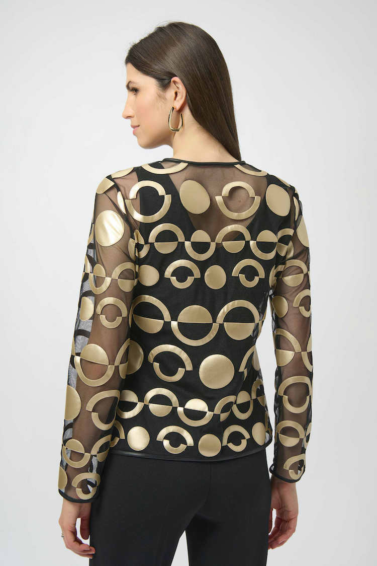 Abstract Zipper Long-sleeve Top