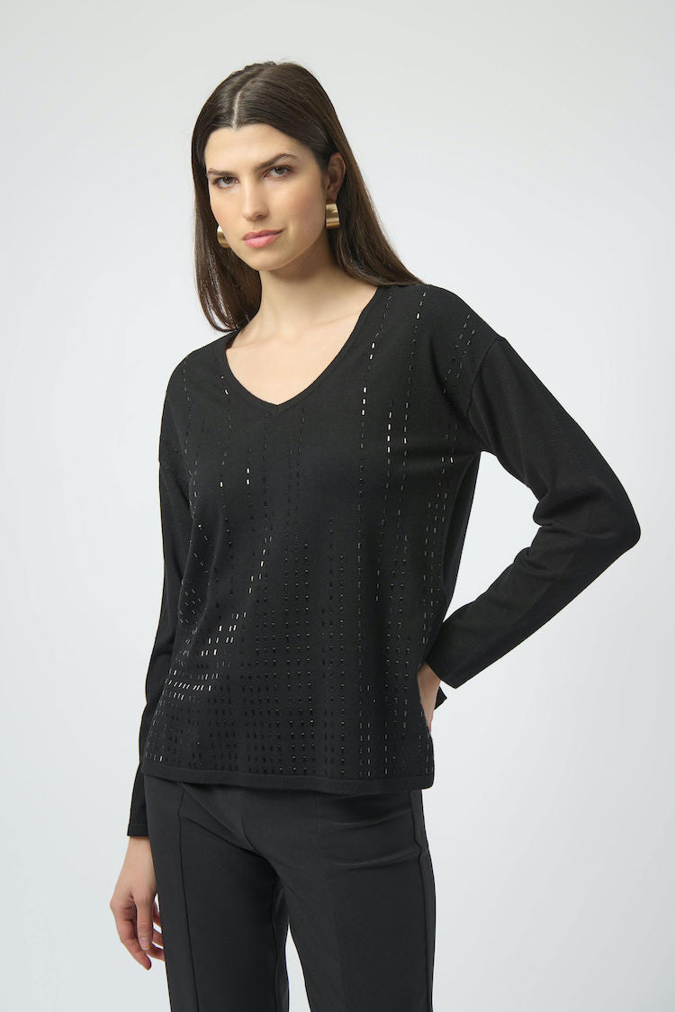 V-neck Pullover With Jewel