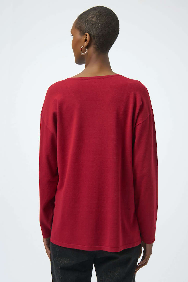 V-neck Pullover With Jewel