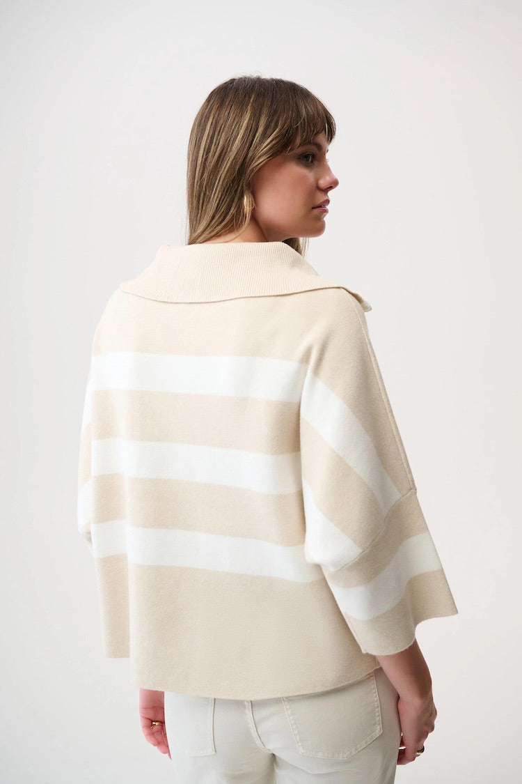 Stripe Boxy Half Zip Sweater
