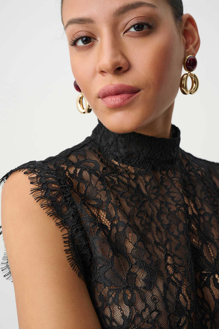 Joseph Ribkoff Lace Mock Neck Top