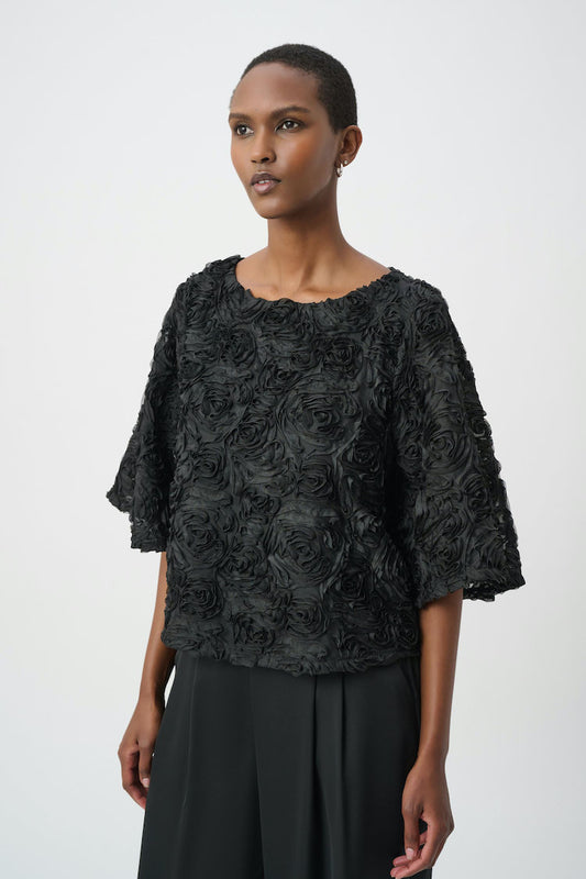 Joseph RIbkoff Textured Floral Boxy Top