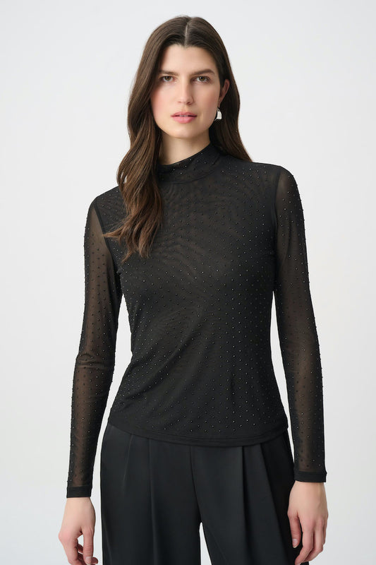 Joseph Ribkoff Rhinestone Mesh Long Sleeve