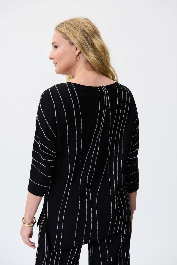 Joseph Ribkoff Style: 231936 black and white abstract knit top back view