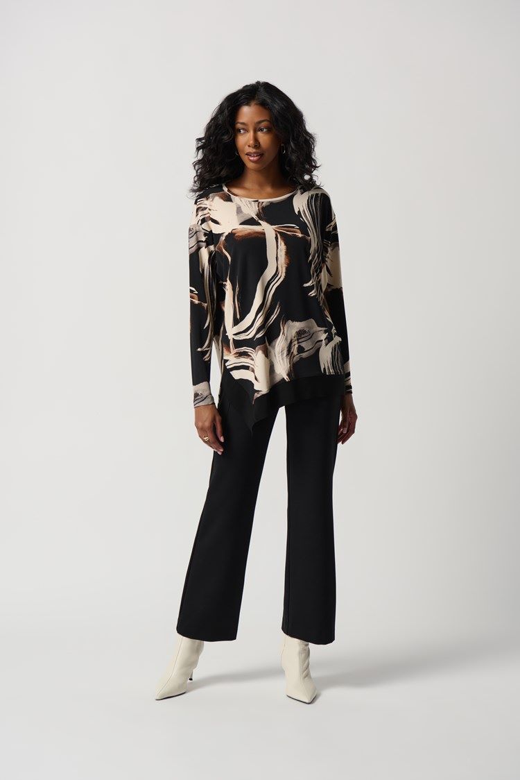 Joseph Ribkoff Style: 234141 brown long sleeve abstract top