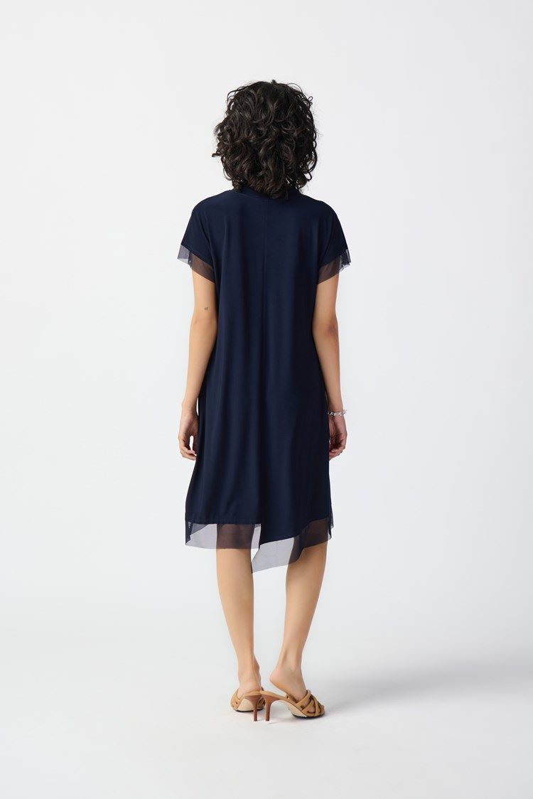 Joseph Ribkoff Style: 241080 Drawstring Tulle Dress back view