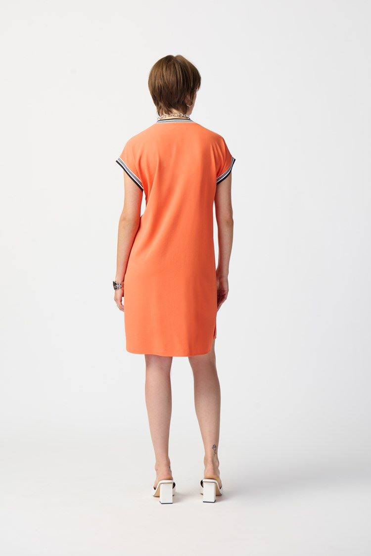 ﻿Joseph Ribkoff Style: 241235 Striped Trim Dress back view