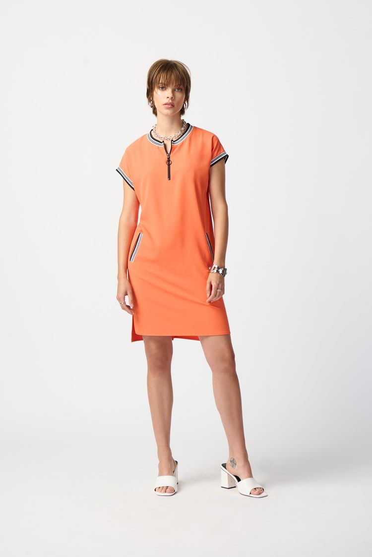 ﻿Joseph Ribkoff Style: 241235 Striped Trim Dress front view