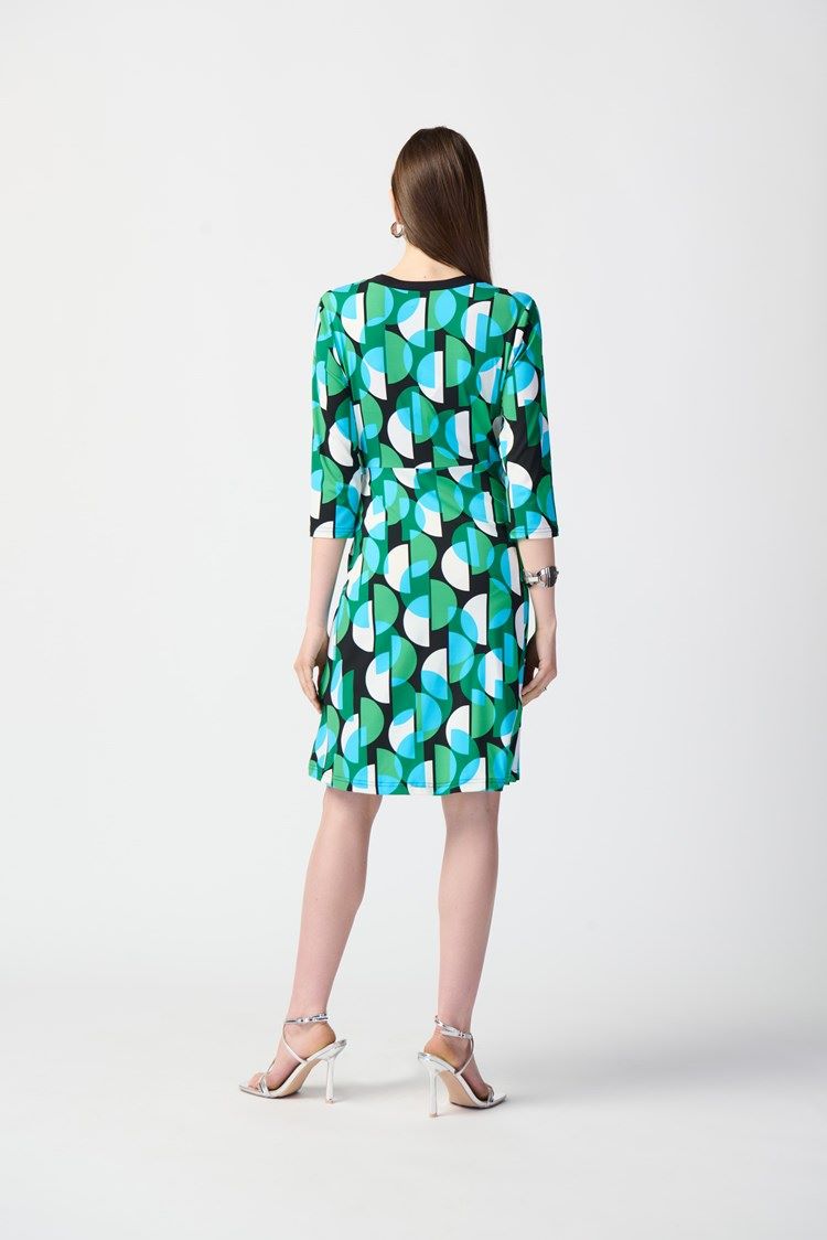 Joseph Ribkoff Style: 241211 Half-moon Print Wrap Dress back view