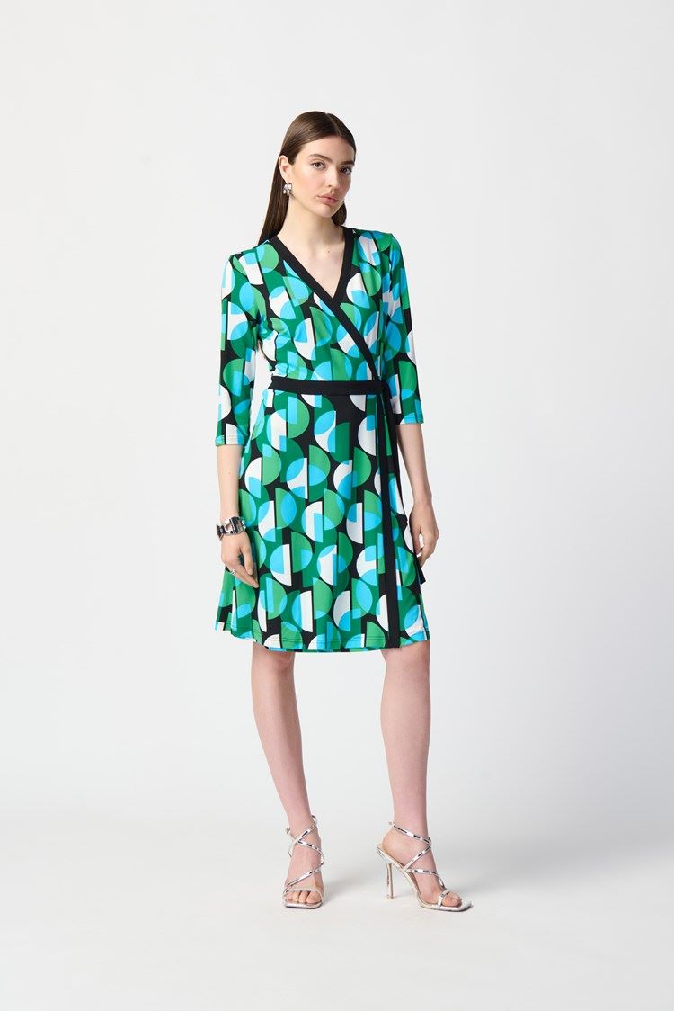 Joseph Ribkoff Style: 241211 Half-moon Print Wrap Dress full body