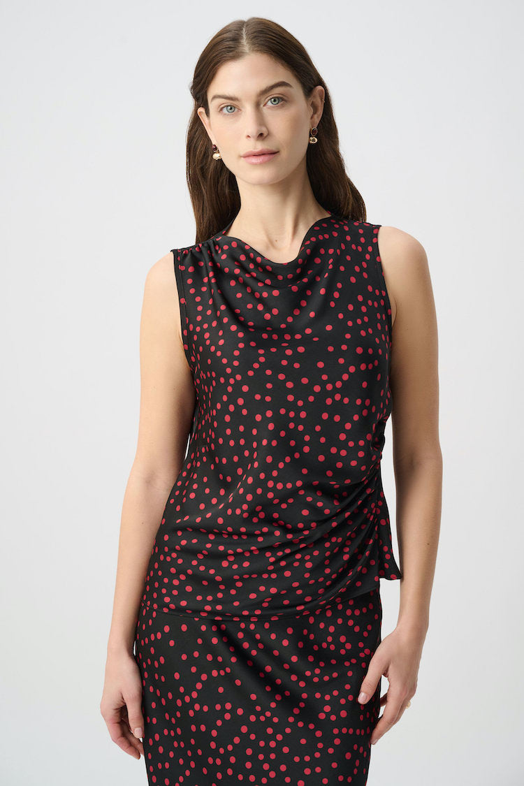 Joseph Ribkoff Satin Polka Dot Top