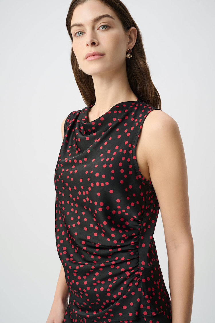 Joseph Ribkoff Satin Polka Dot Top