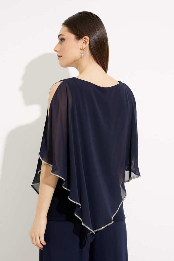 Float through your evening in enchanting style with the Joseph Ribkoff Layered Poncho Tunic. Crafted from delicate chiffon in a Grecian-goddess-inspired silhouette, this lightweight and breathable tunic is finished with a soft handkerchief hem adorned with shimmering rhinestones, allowing you to sparkle in your sophisticated look.