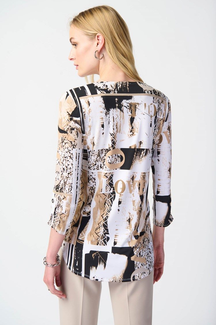 Joseph Ribkoff Style: 241310 Abstract Print Zip Front Tunic back view