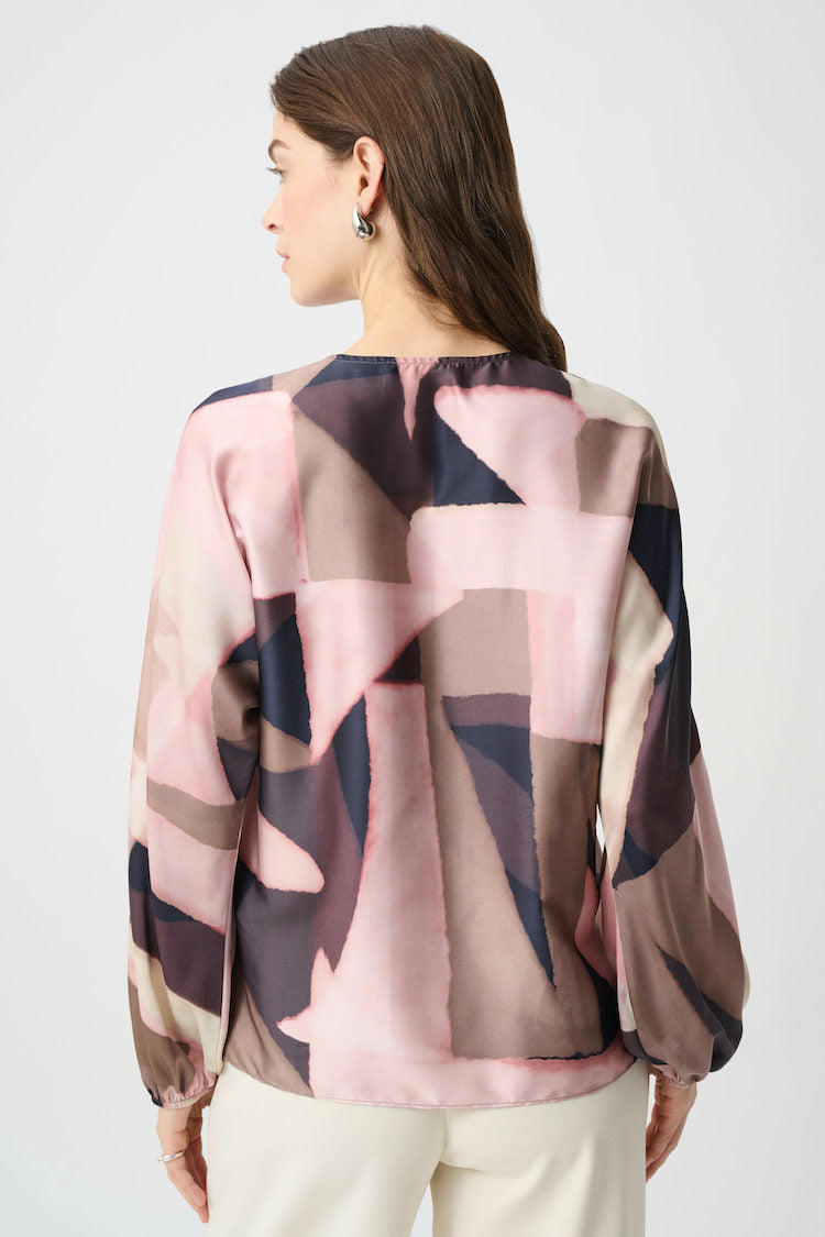 Joseph Ribkoff Geometric Print Satin Top