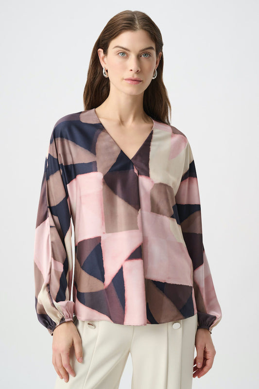 Joseph Ribkoff Geometric Print Satin Top
