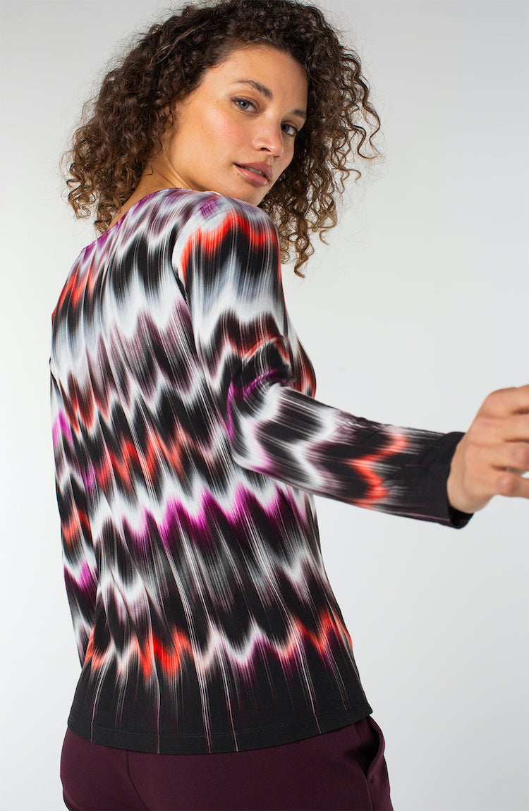 Wavy Boat Neck Long Sleeve