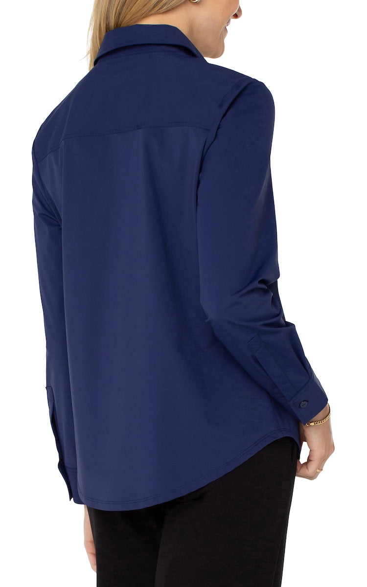 Long Sleeve Button Front Knit Shirt