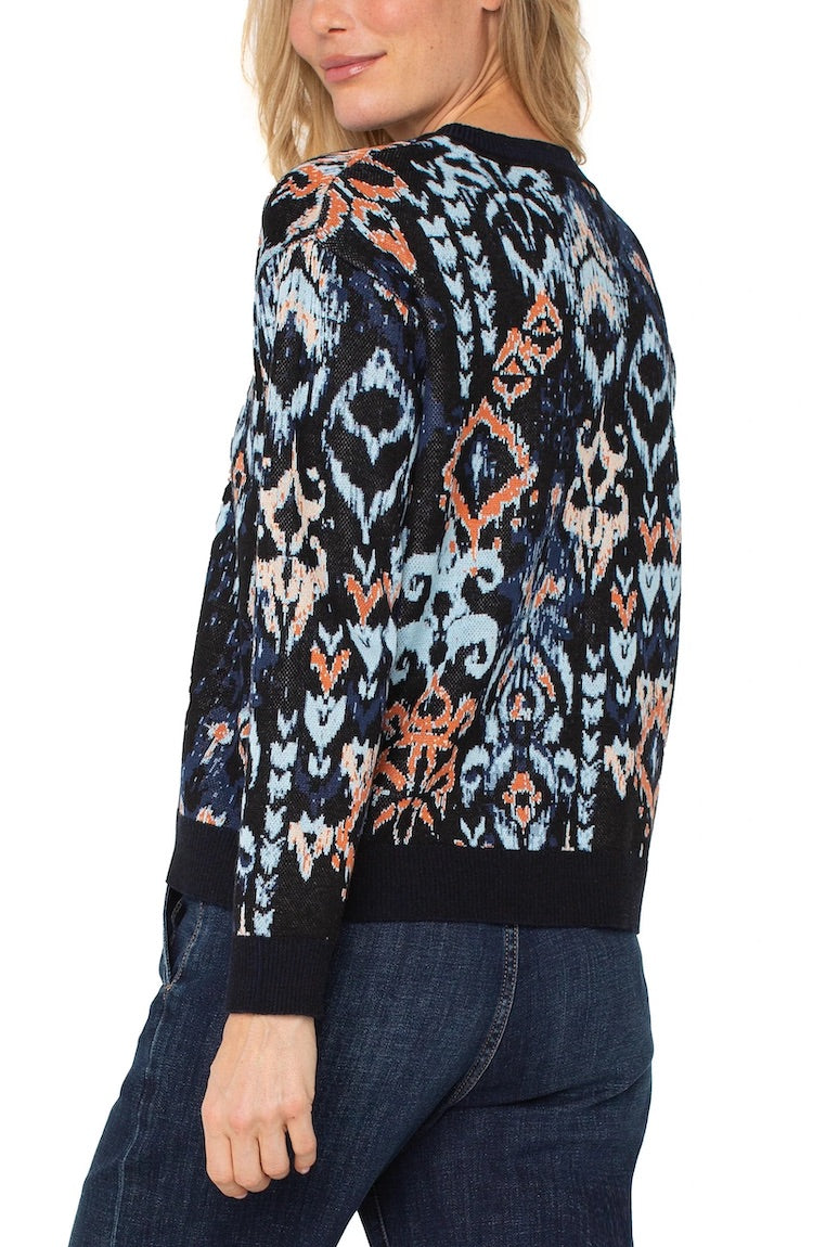 Long Sleeve Drop Shoulder Jacquard Sweater