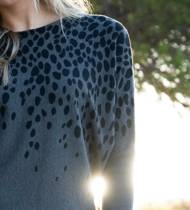 Dot Print Long Sleeve Top