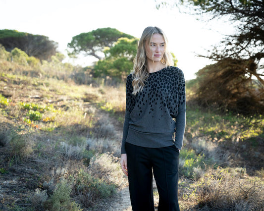 Dot Print Long Sleeve Top